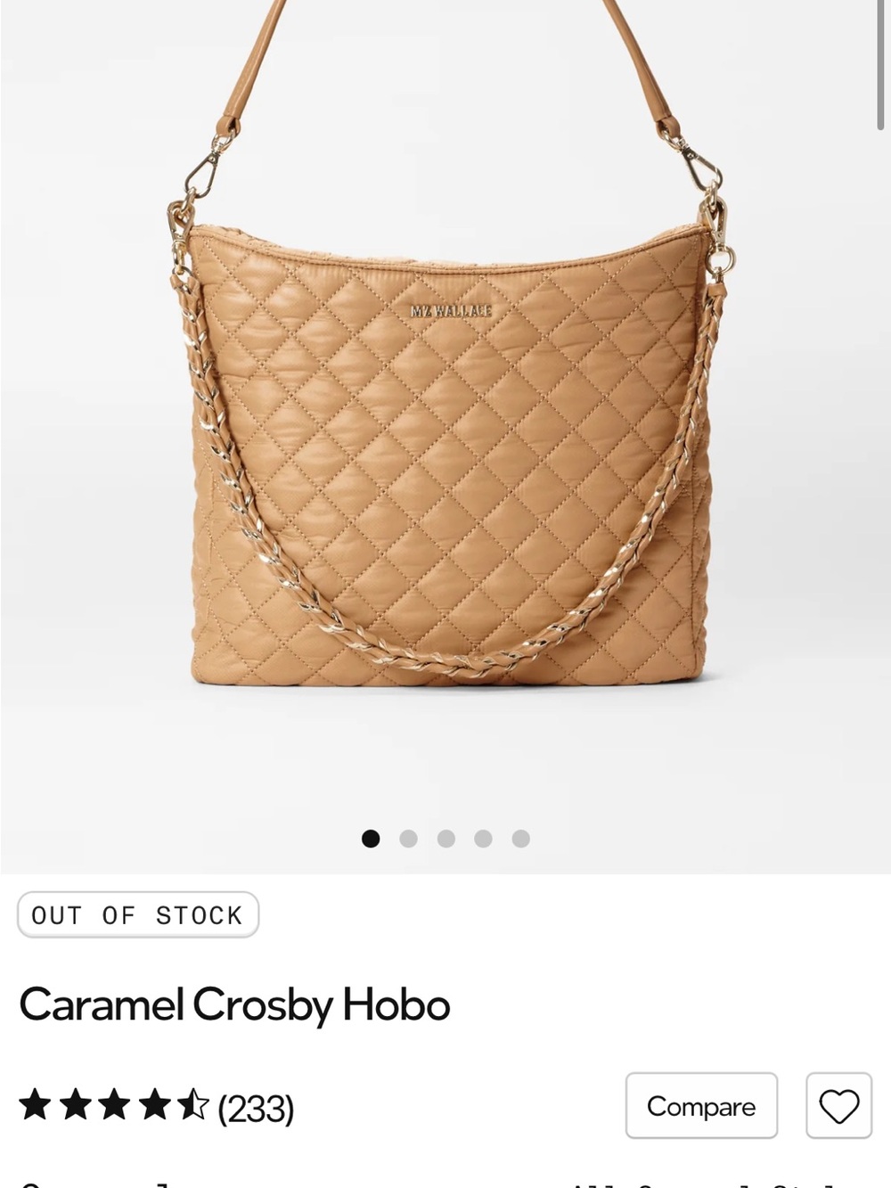 MZ Wallace Hobo Bag Shoulder Bag with Removable Chain and Crossbody Strap - - Picture 7 of 10